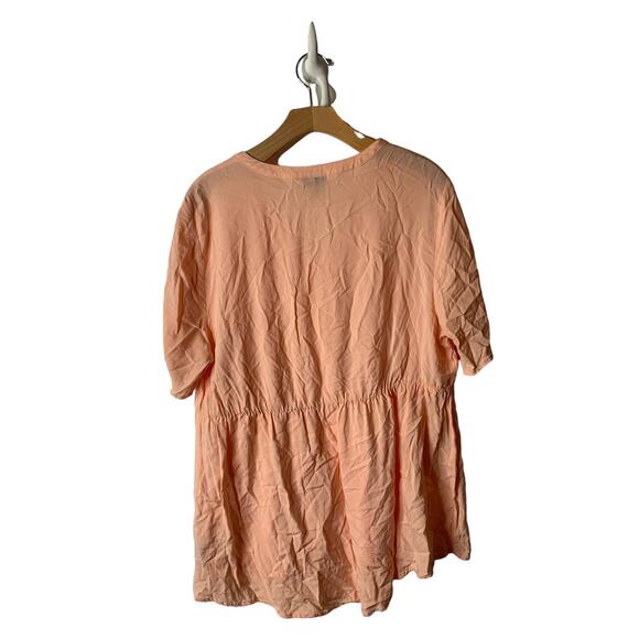 Torrid Plus 1X Babydoll Challis Tie Sleeve Top in Peach Mimosa - Picture 5 of 6